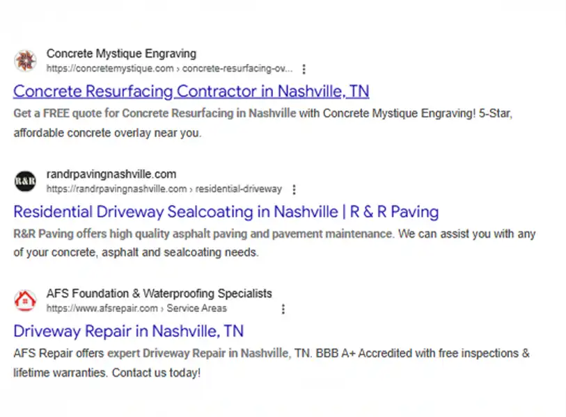A screenshot of local Google search results, demonstrating high organic rankings for clients achieved through a successful SEO strategy.